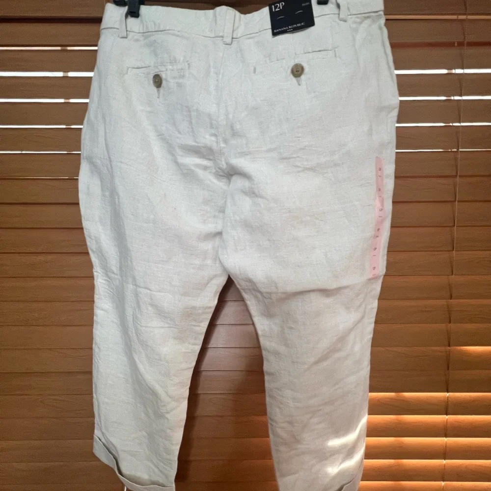 Banana Republic capris Linen Crop Petite women’s Sz 12P Cream NWT
